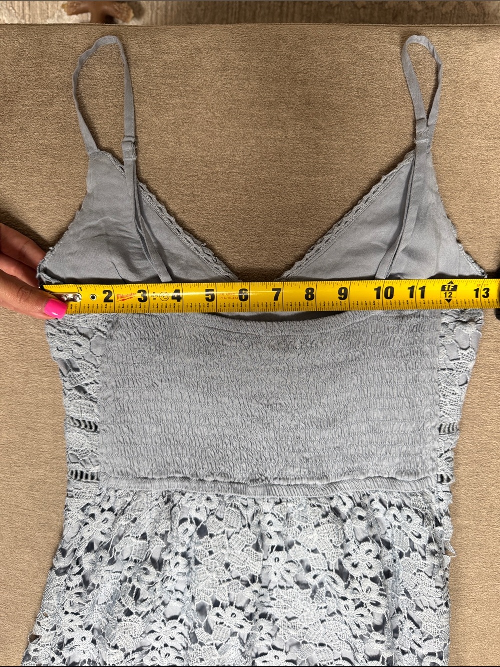 Abercrombie & Fitch Light Blue Lace Mini Dress with Ruffle Hem - Picture 7 of 8